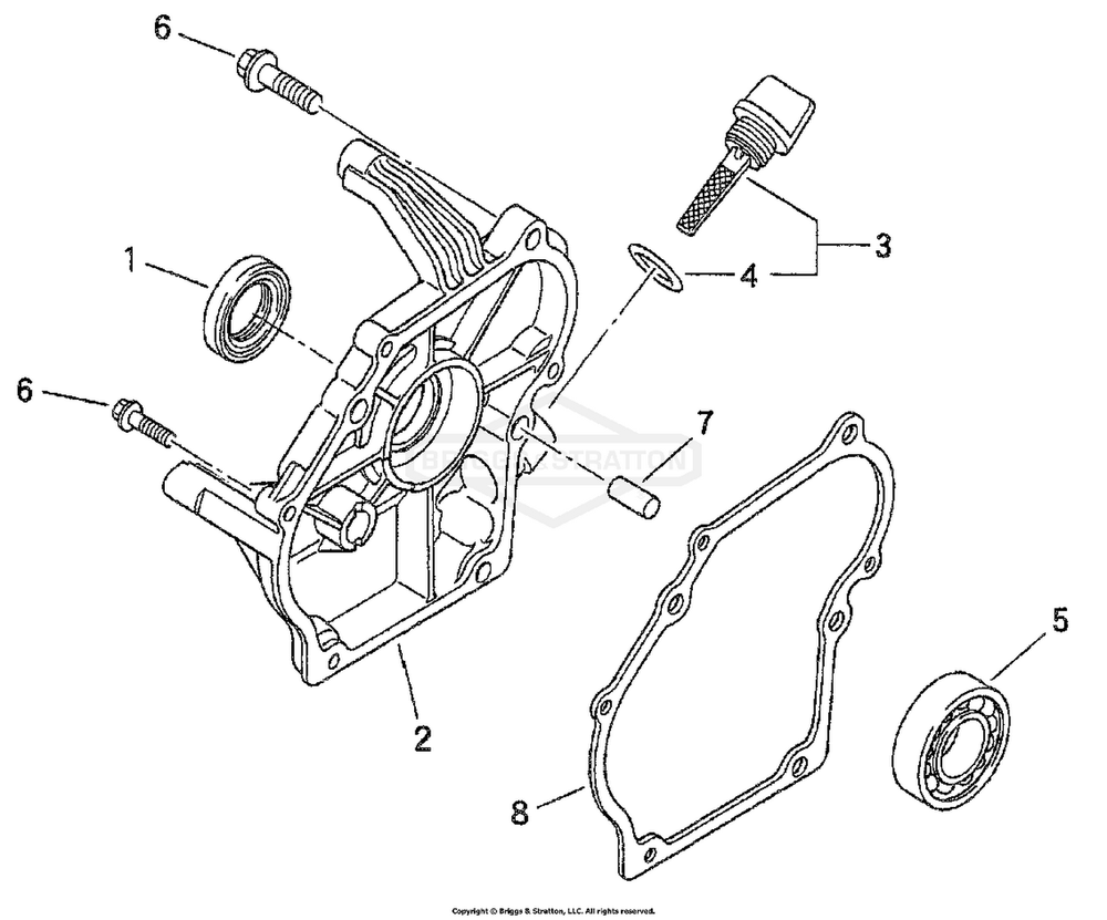 Crankcase Cover Diagram and Parts List for 1504-2  Briggs and Stratton Generator